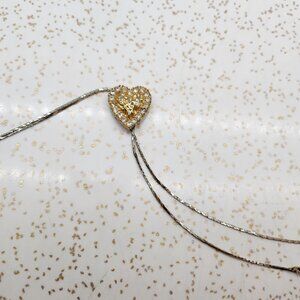Heart/nugget w/ Rhinestones -styled Bolero necklace